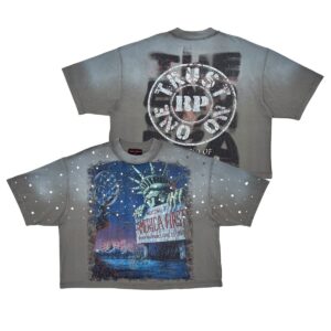 Rare Peace America First Nightmares Washed Tee w/Rhinestones