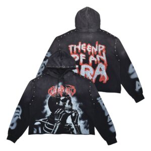 Washed Terry Cut Off Hoodie with Rhinestones